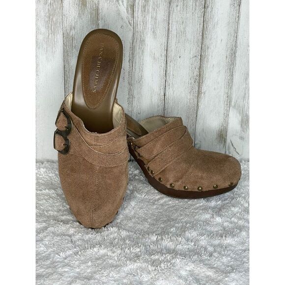 DANA Buchman Tan Suede Clogs Hazelton Desert Size 9.5 - Picture 1 of 11